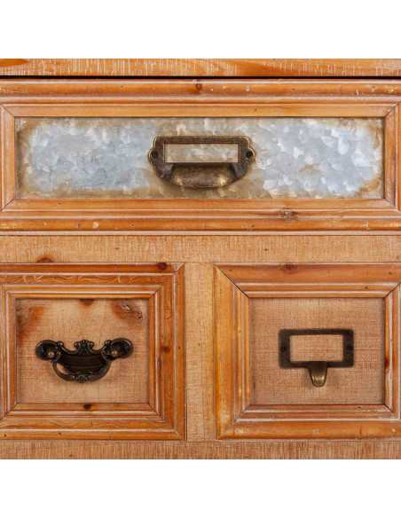 Buffet bois brun 2 portes 3 tiroirs 120x36x90 cm Hareliel  - 9