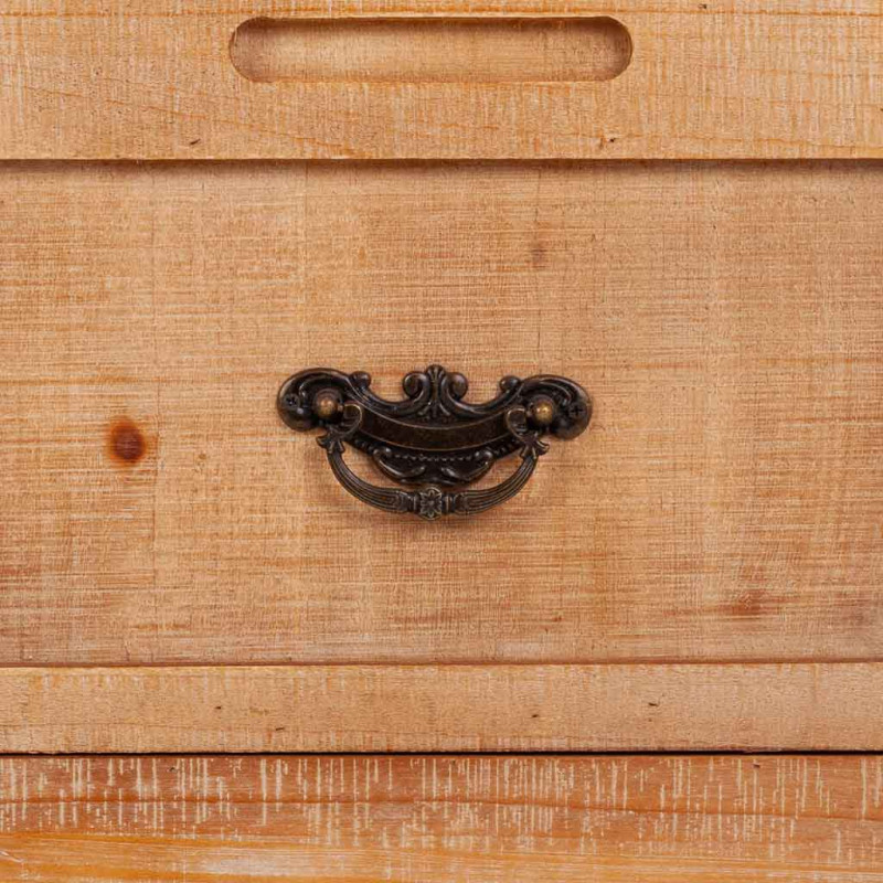Buffet bois brun 2 portes 3 tiroirs 120x36x90 cm Hareliel  - 10