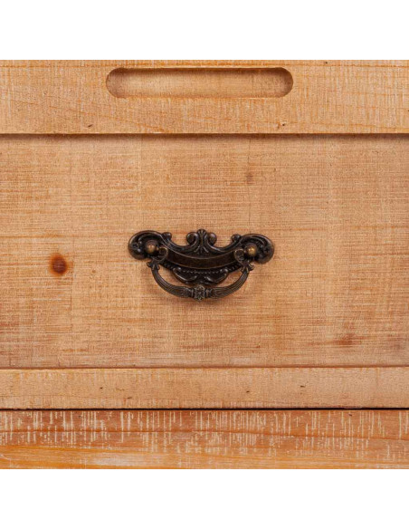 Buffet bois brun 2 portes 3 tiroirs 120x36x90 cm Hareliel  - 10