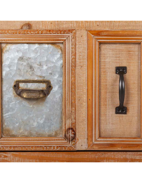 Buffet bois brun 2 portes 3 tiroirs 120x36x90 cm Hareliel  - 11