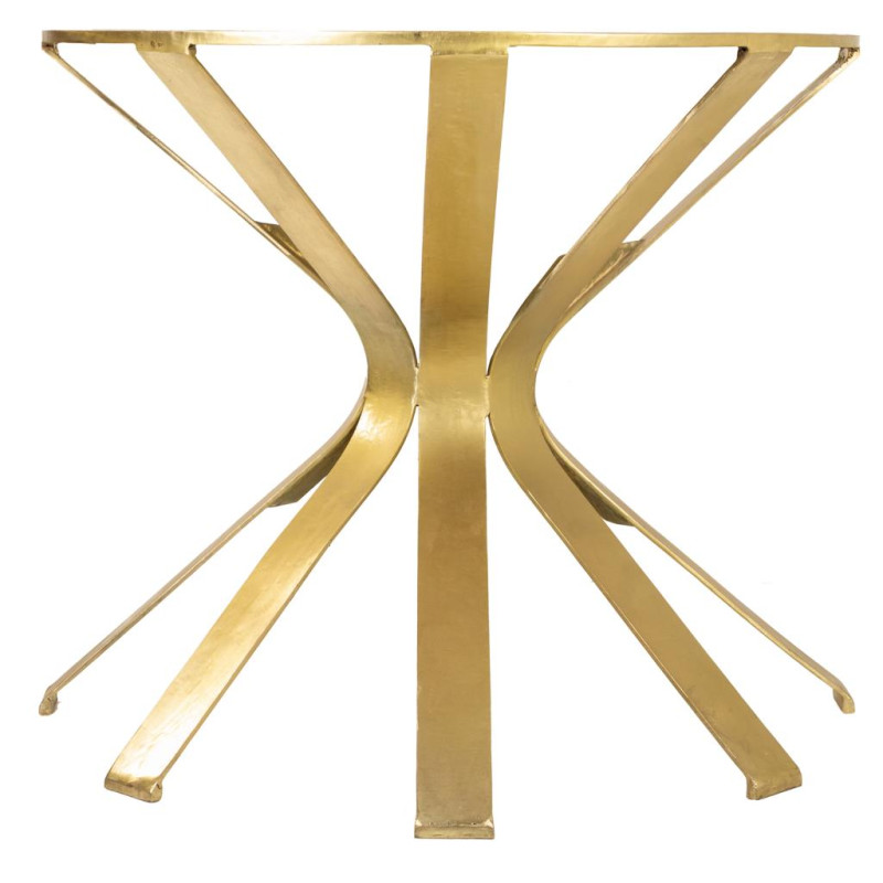 Console demi-lune métal doré verre fumé 94x52x78 cm Arelira  - 2