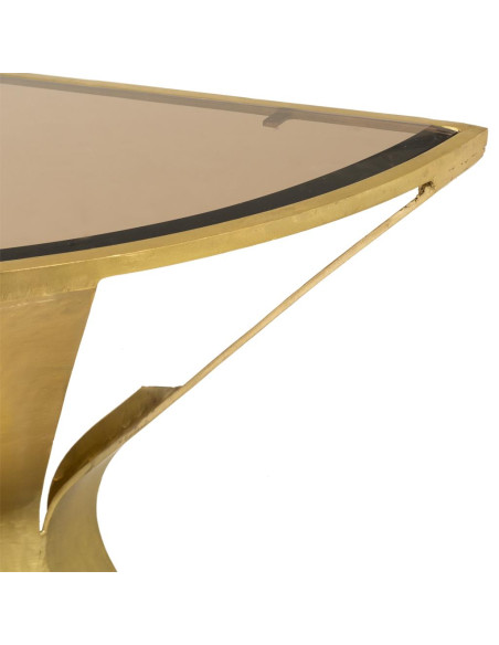 Console demi-lune métal doré verre fumé 94x52x78 cm Arelira  - 3