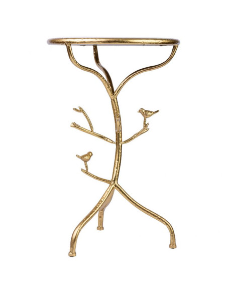 Table d'appoint ronde marbre blanc métal doré Ø38x60 cm Davenira  - 2