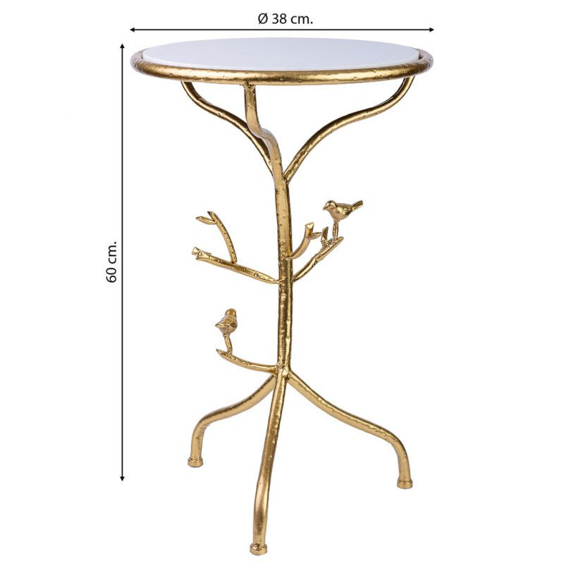 Table d'appoint ronde marbre blanc métal doré Ø38x60 cm Davenira  - 6