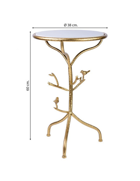 Table d'appoint ronde marbre blanc métal doré Ø38x60 cm Davenira  - 6