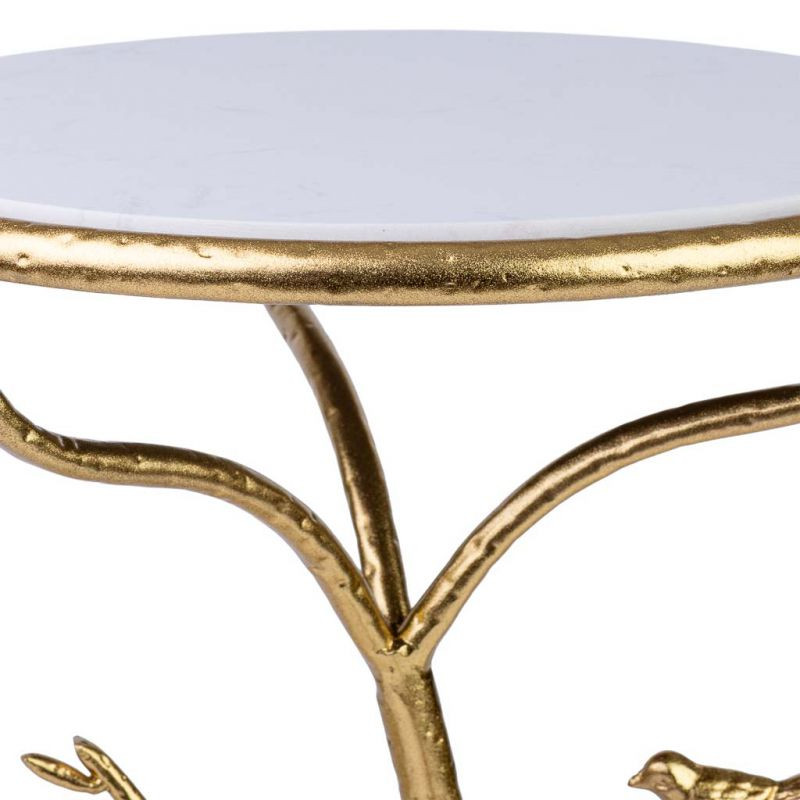 Table d'appoint ronde marbre blanc métal doré Ø38x60 cm Davenira  - 3