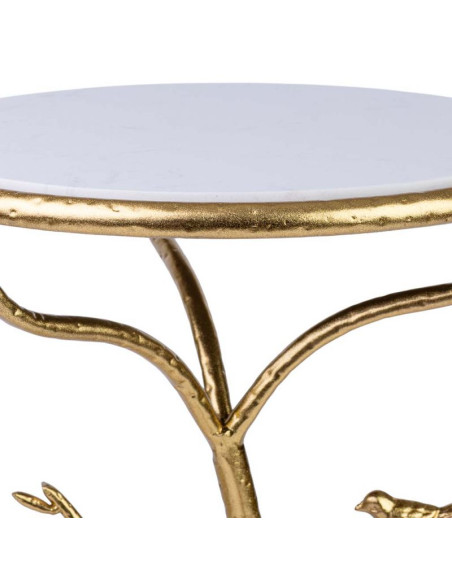Table d'appoint ronde marbre blanc métal doré Ø38x60 cm Davenira  - 3