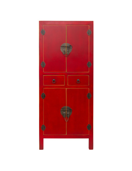 Armoire chinoise rouge laquée en MDF 50x34,5x121 cm Irelisa  - 2