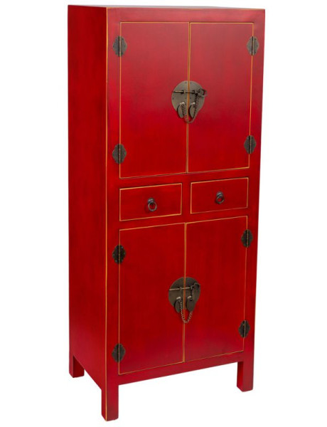Armoire chinoise rouge laquée en MDF 50x34,5x121 cm Irelisa  - 1