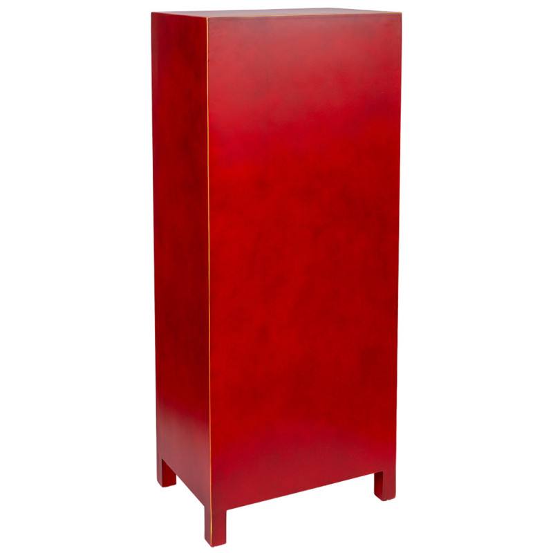 Armoire chinoise rouge laquée en MDF 50x34,5x121 cm Irelisa  - 4