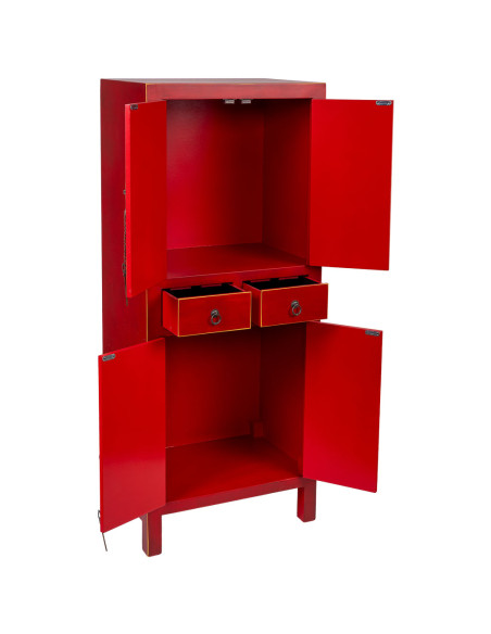 Armoire chinoise rouge laquée en MDF 50x34,5x121 cm Irelisa  - 3