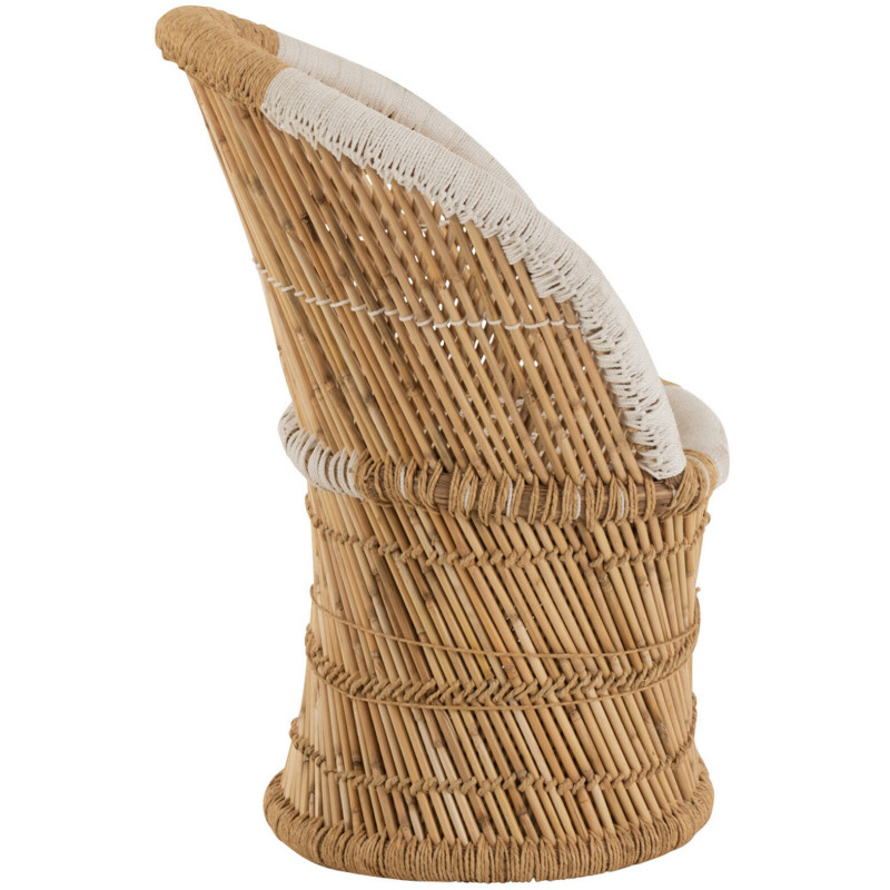 Fauteuil enfant dossier haut bambou naturel et blanc - 3