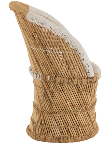 Fauteuil enfant dossier haut bambou naturel et blanc - 3