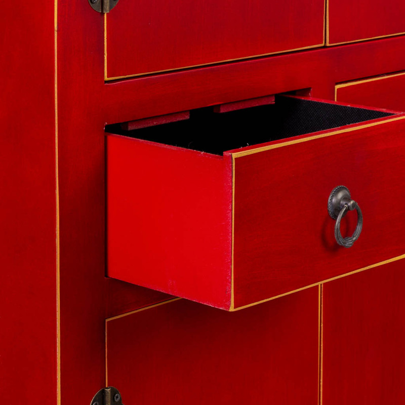 Armoire chinoise rouge laquée en MDF 50x34,5x121 cm Irelisa  - 5