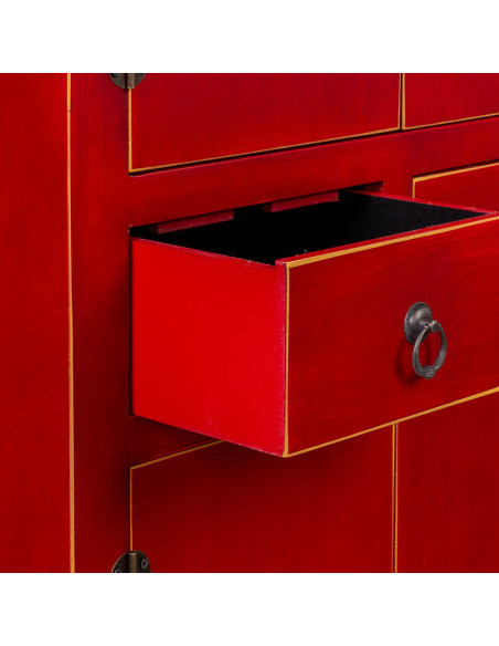 Armoire chinoise rouge laquée en MDF 50x34,5x121 cm Irelisa  - 5