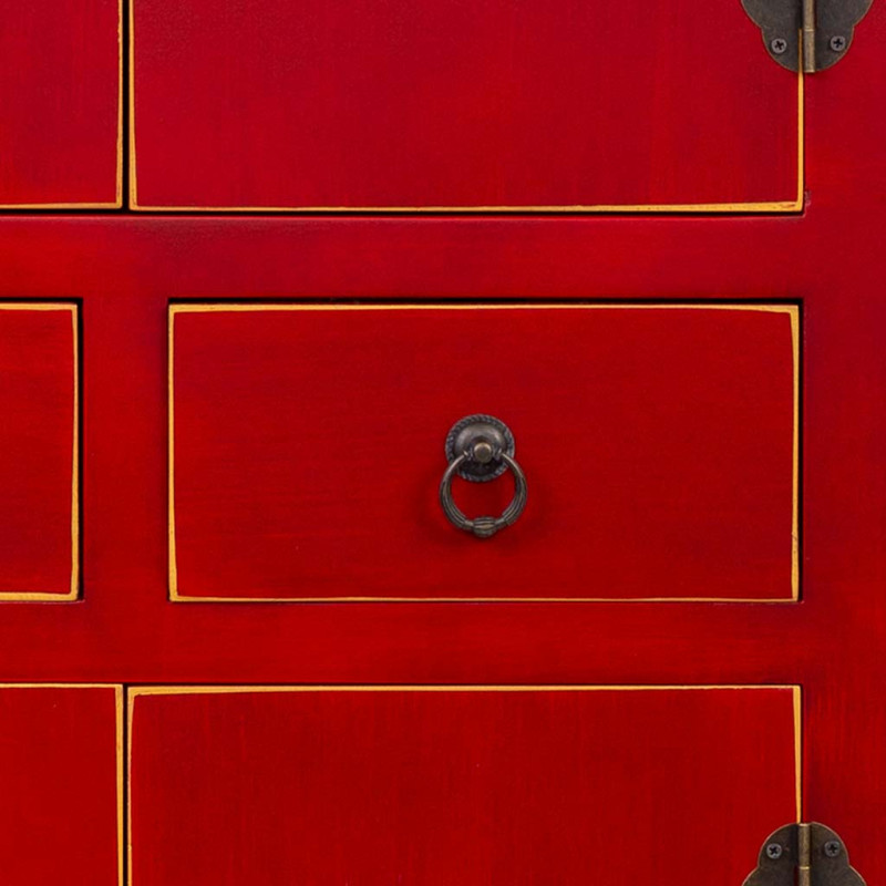 Armoire chinoise rouge laquée en MDF 50x34,5x121 cm Irelisa  - 7