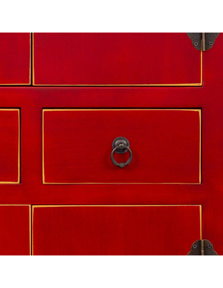 Armoire chinoise rouge laquée en MDF 50x34,5x121 cm Irelisa  - 7