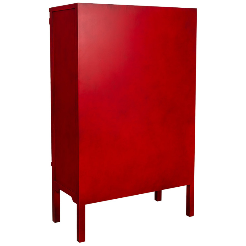 Armoire chinoise rouge laquée en MDF 100x45x160 cm Irelisa  - 4