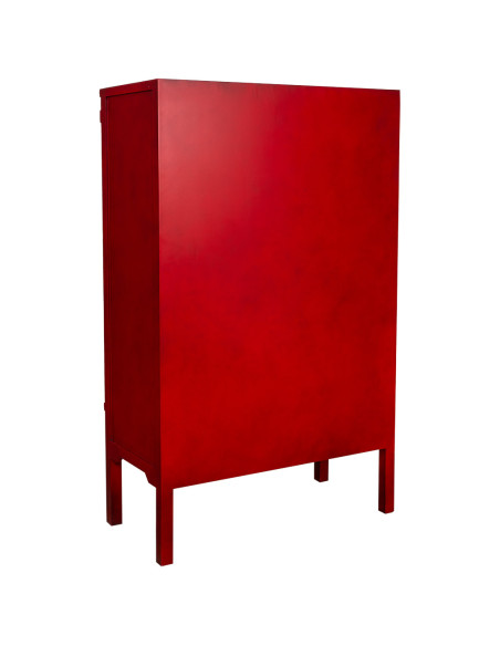 Armoire chinoise rouge laquée en MDF 100x45x160 cm Irelisa  - 4