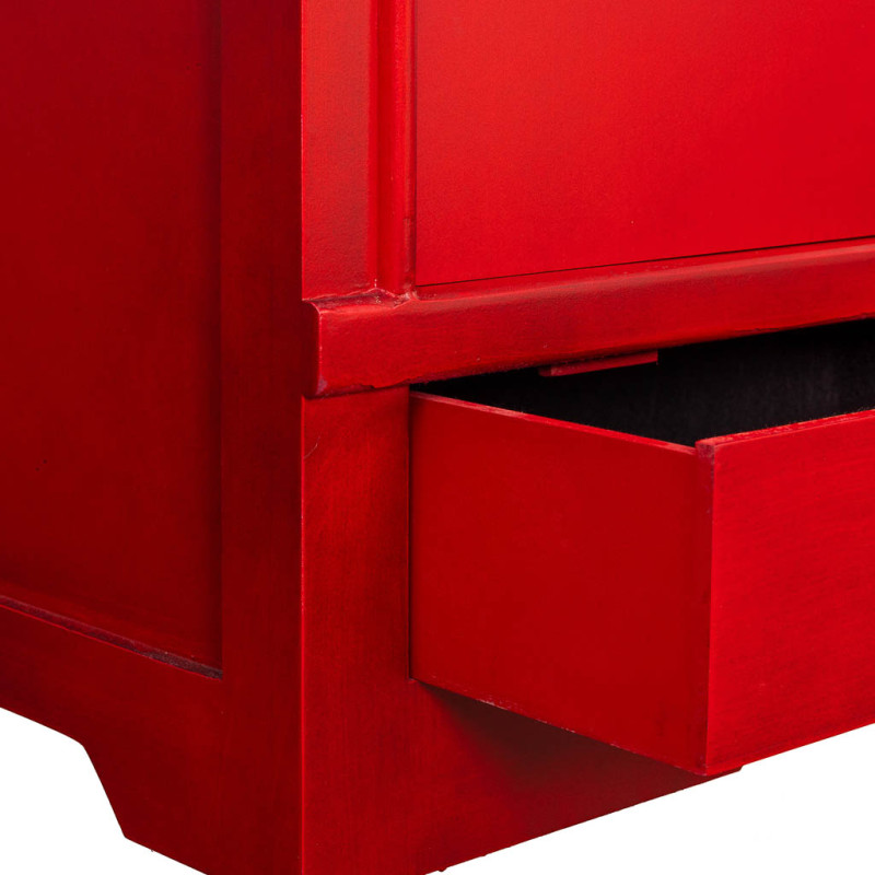 Armoire chinoise rouge laquée en MDF 100x45x160 cm Irelisa  - 5
