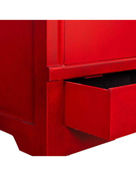 Armoire chinoise rouge laquée en MDF 100x45x160 cm Irelisa  - 5