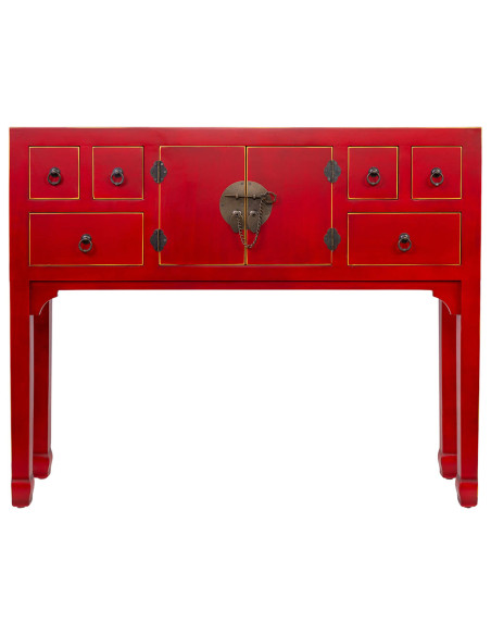 Console chinoise rouge laquée en MDF 95x24x79 cm Irelisa  - 2