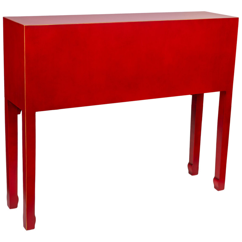 Console chinoise rouge laquée en MDF 95x24x79 cm Irelisa  - 4