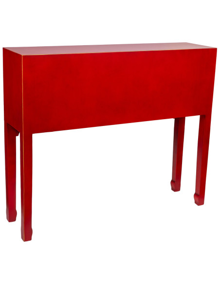 Console chinoise rouge laquée en MDF 95x24x79 cm Irelisa  - 4
