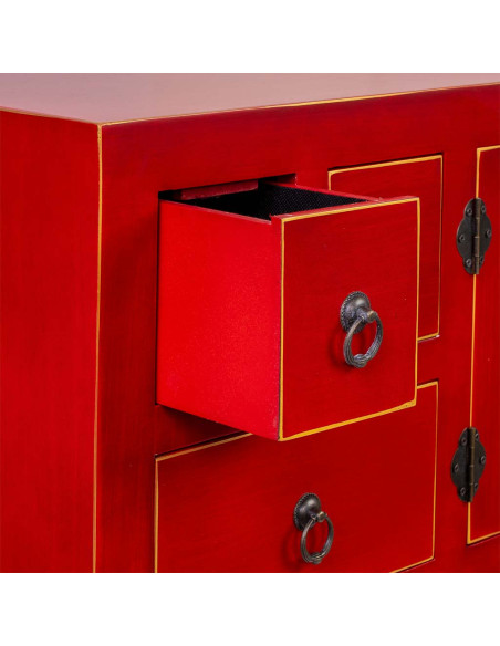 Console chinoise rouge laquée en MDF 95x24x79 cm Irelisa  - 5