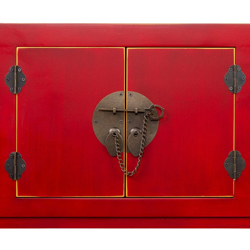 Console chinoise rouge laquée en MDF 95x24x79 cm Irelisa  - 6
