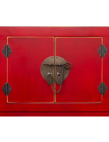 Console chinoise rouge laquée en MDF 95x24x79 cm Irelisa  - 6