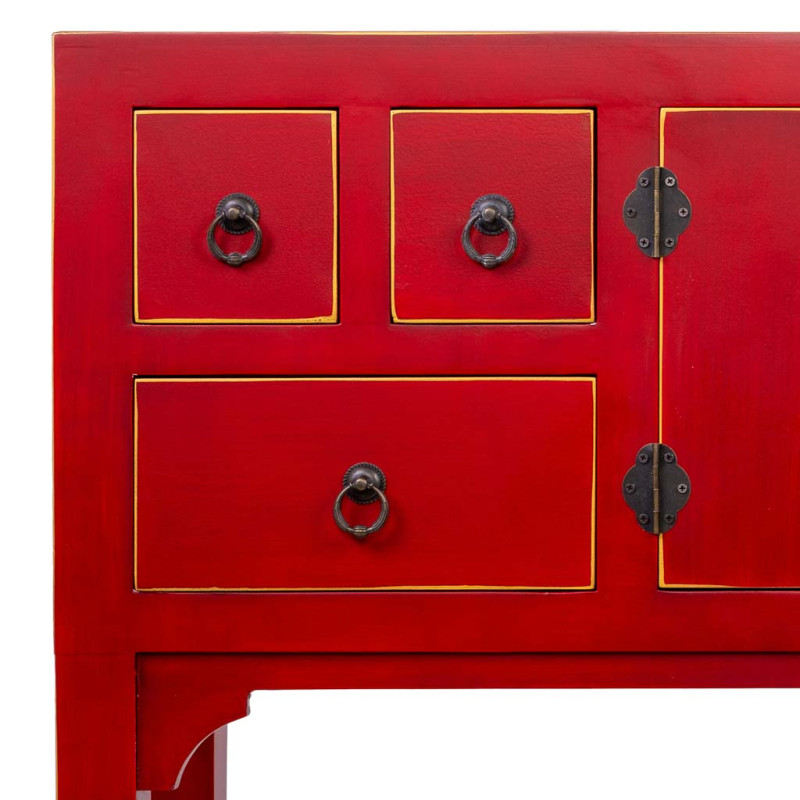 Console chinoise rouge laquée en MDF 95x24x79 cm Irelisa  - 7