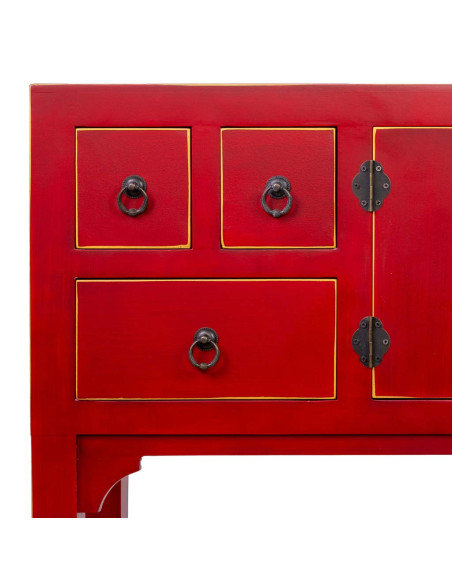 Console chinoise rouge laquée en MDF 95x24x79 cm Irelisa  - 7
