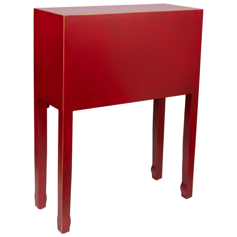 Console chinoise rouge 6 tiroirs en MDF 63x26x82 cm Irelisa  - 4