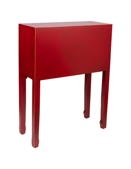 Console chinoise rouge 6 tiroirs en MDF 63x26x82 cm Irelisa  - 4