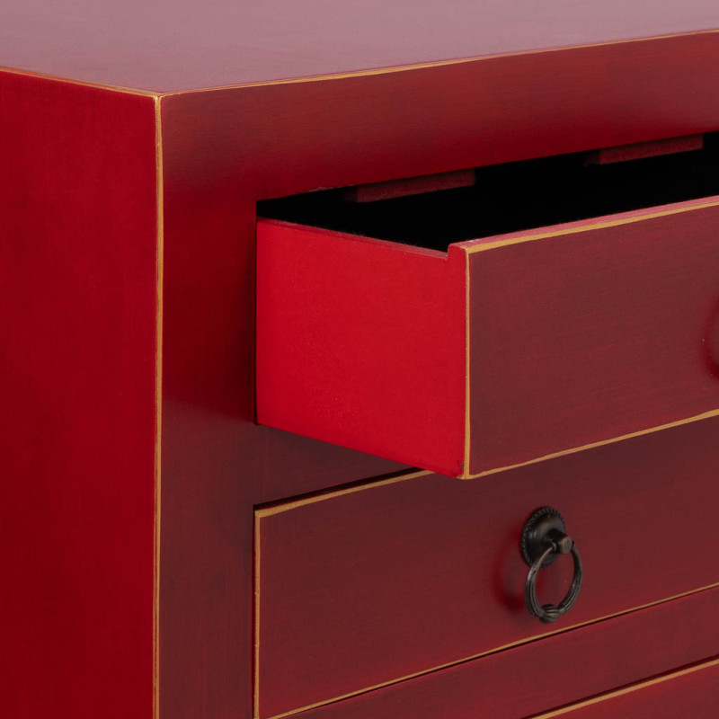 Console chinoise rouge 6 tiroirs en MDF 63x26x82 cm Irelisa  - 5