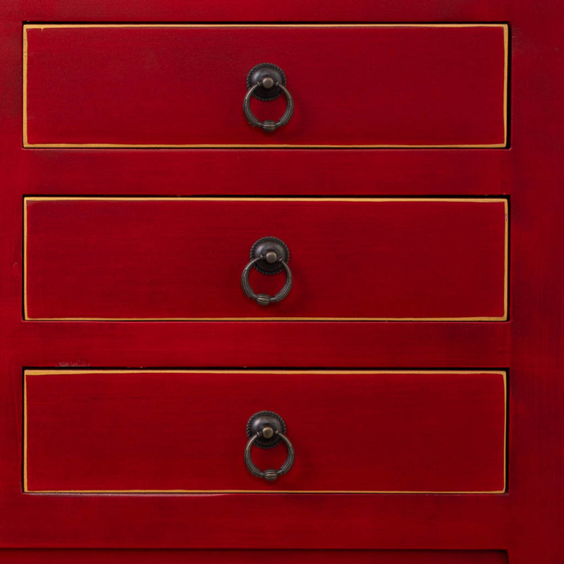 Console chinoise rouge 6 tiroirs en MDF 63x26x82 cm Irelisa  - 6
