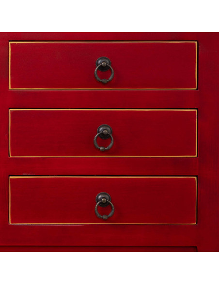 Console chinoise rouge 6 tiroirs en MDF 63x26x82 cm Irelisa  - 6