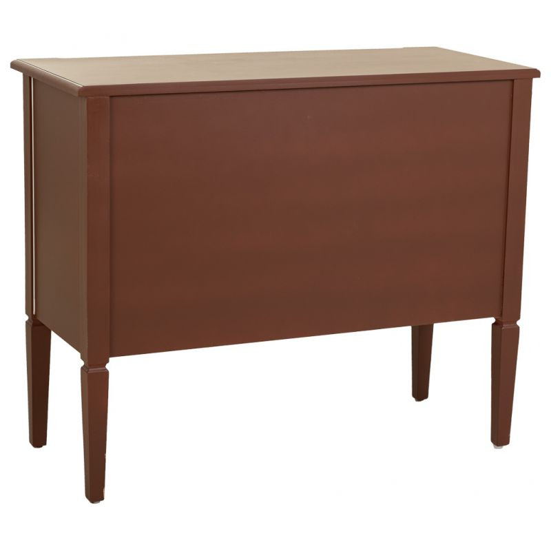 Commode 2 tiroirs brun chocolat en bois et rotin 88x38x72 cm Savenela  - 5