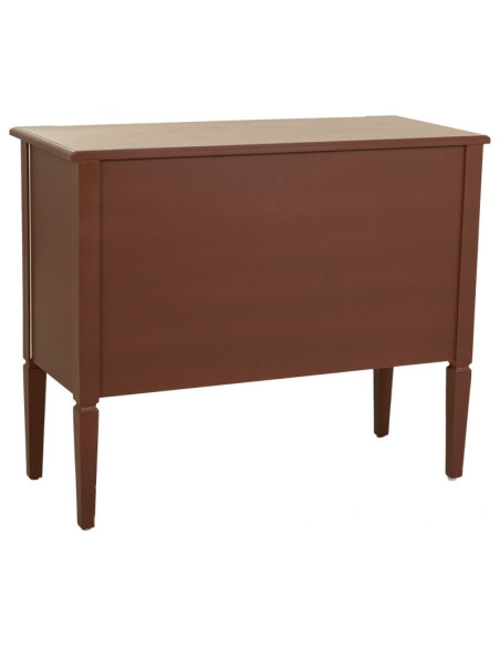 Commode 2 tiroirs brun chocolat en bois et rotin 88x38x72 cm Savenela  - 5