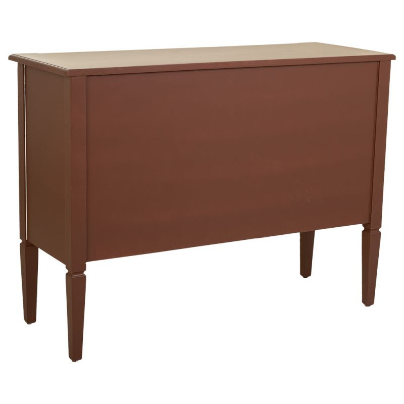 Buffet 2 portes 2 tiroirs bois et rotin chocolat 106x40x78 cm Savenela  - 5