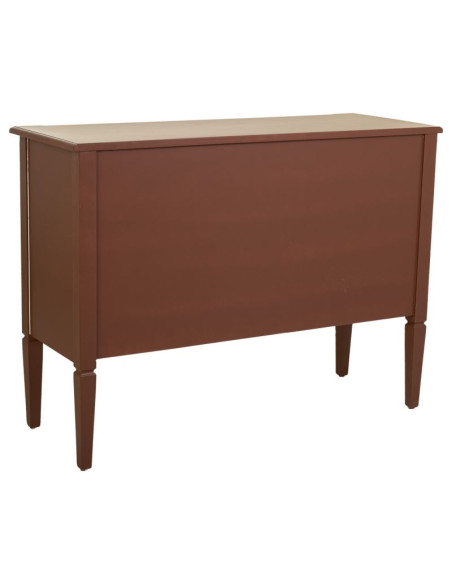Buffet 2 portes 2 tiroirs bois et rotin chocolat 106x40x78 cm Savenela  - 5