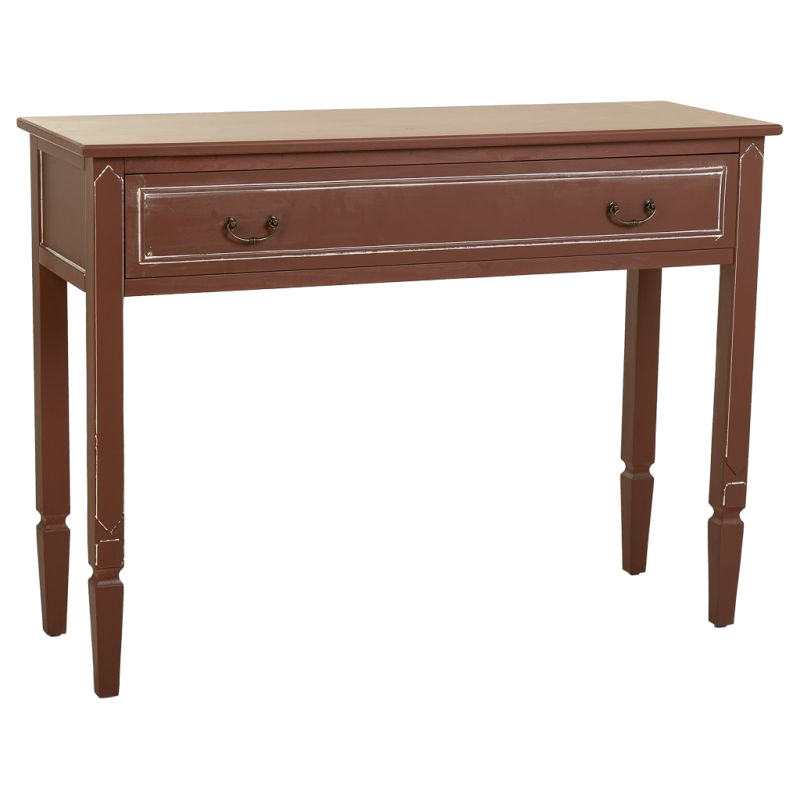 Console d’entrée bois chocolat avec tiroir 112x38x82 cm Savenela  - 1