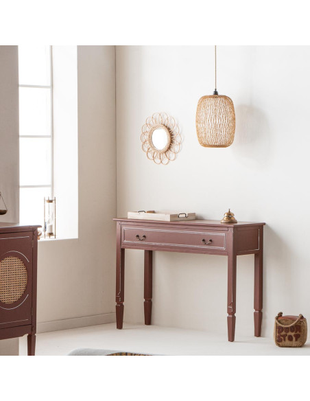 Console d’entrée bois chocolat avec tiroir 112x38x82 cm Savenela  - 2