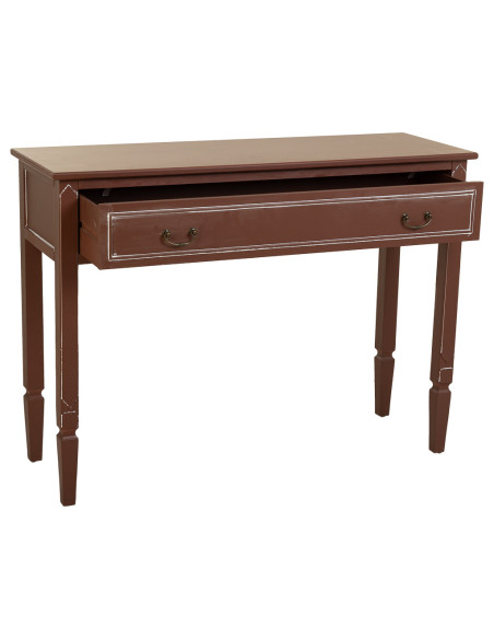 Console d’entrée bois chocolat avec tiroir 112x38x82 cm Savenela  - 4
