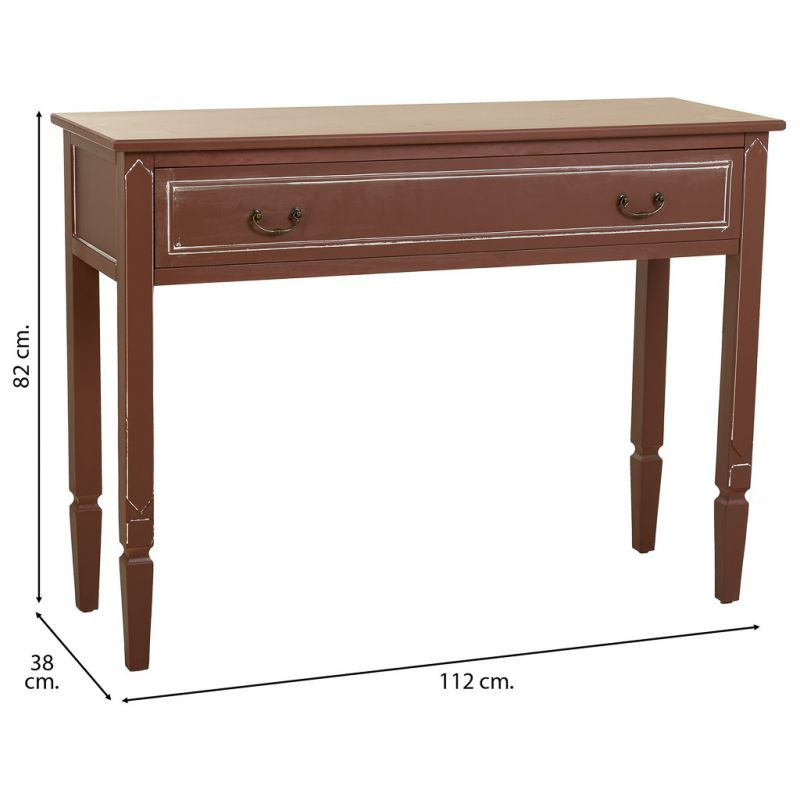 Console d’entrée bois chocolat avec tiroir 112x38x82 cm Savenela  - 8