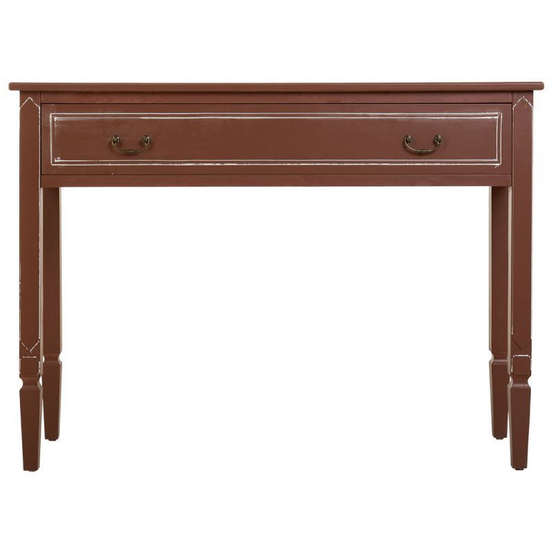 Console d’entrée bois chocolat avec tiroir 112x38x82 cm Savenela  - 3