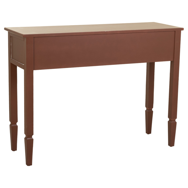 Console d’entrée bois chocolat avec tiroir 112x38x82 cm Savenela  - 5