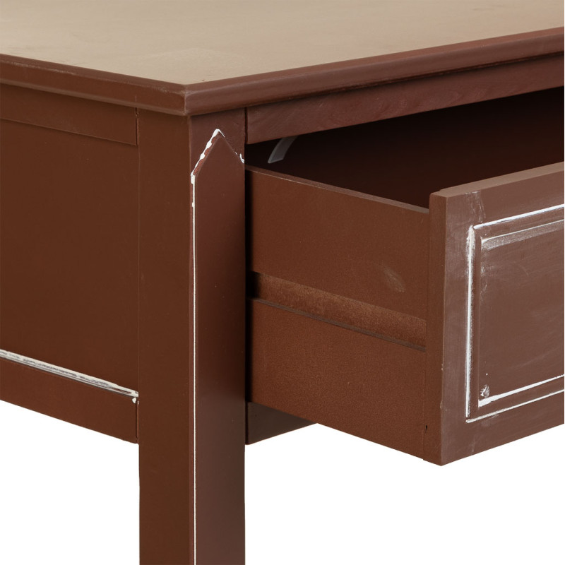 Console d’entrée bois chocolat avec tiroir 112x38x82 cm Savenela  - 6