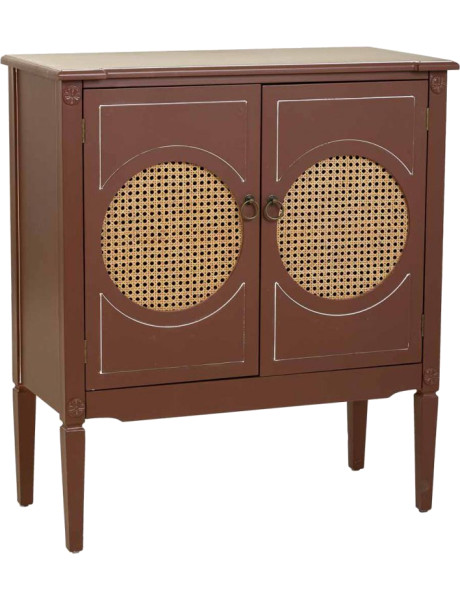 Buffet 2 portes bois et rotin chocolat 80x38x90 cm Savenela  - 1